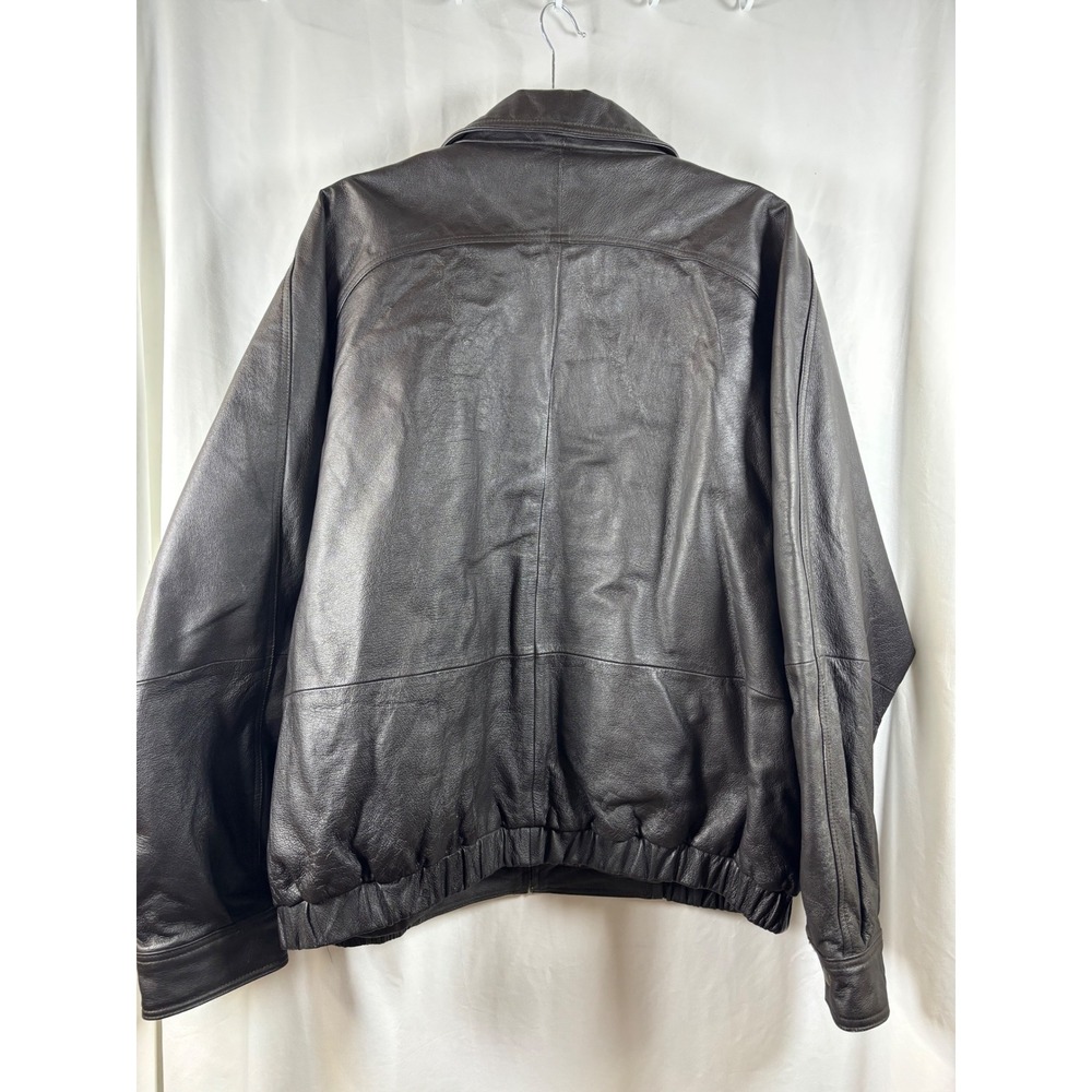 ST JOHNSBAY Mens Dark Brown‎ Genuine Leather Bomber Jacket Lined Size XXL - Picture 3 of 6